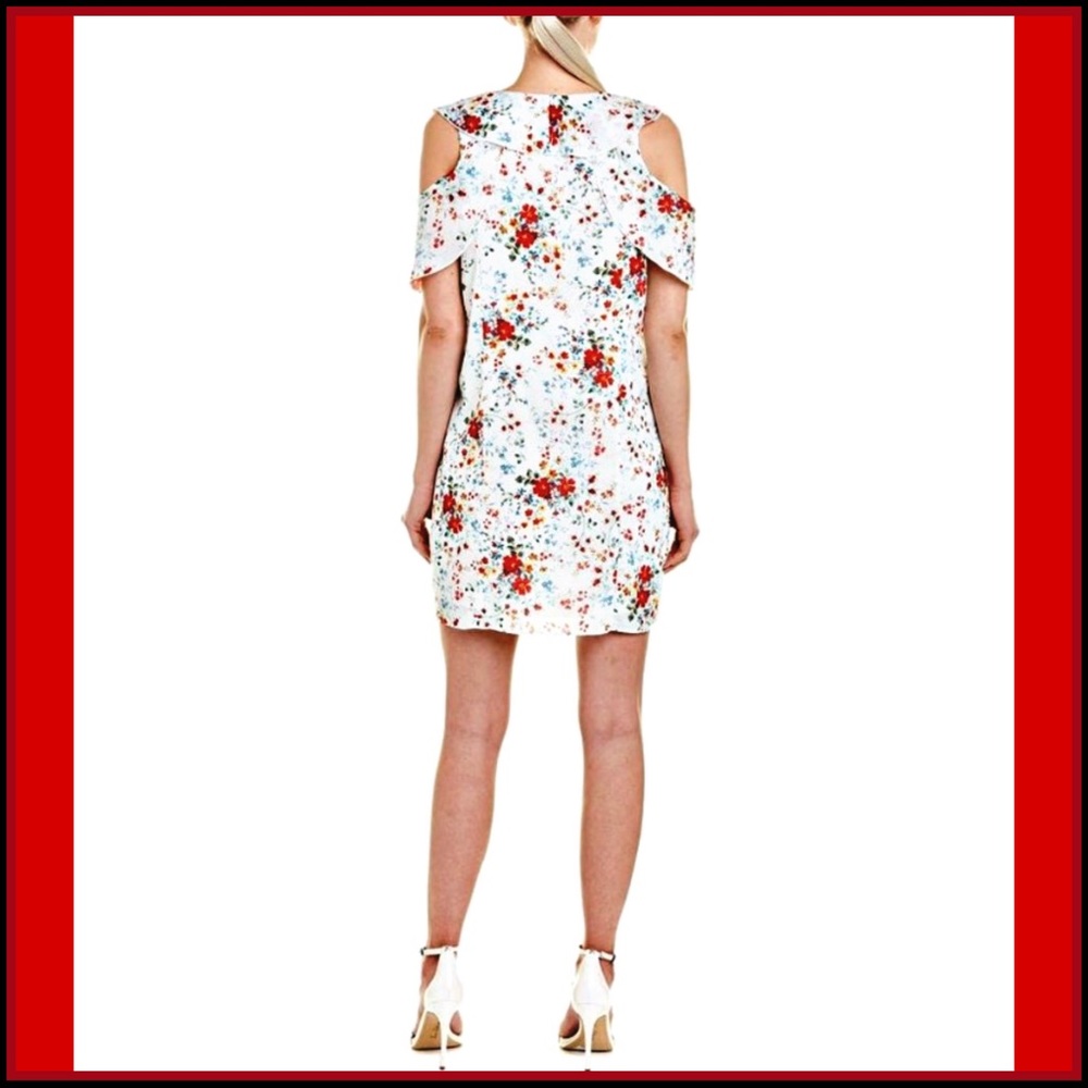 NWT PARKER FLORAL COLD-SHOULDER MINI RUFFLE DRESS - Picture 4 of 13